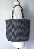 Sac en laine / anses en cuir marron : BORSALINO CHEVRONS BRUN