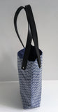 Sac en toile / anses en cuir noir : Vague bleue