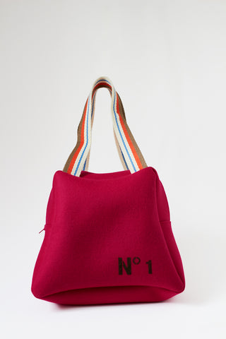 Sac en feutre de laine : CABIN CREW FUCHSIA 1 ( sangles multicolores )